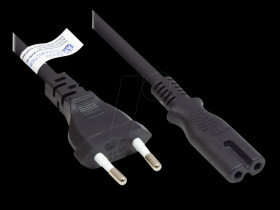 P0370-S010 Euro plug type C to C7 , black, 0.75 mm², 1 m