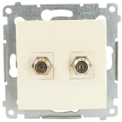 Gniazdo TV typu F podwójne (SAT+SAT) kremowe DASF2.01/41 Kontakt Simon54
