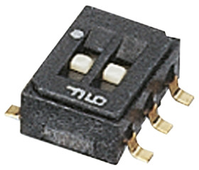 Przełącznik DIP, DPDT, montaż PCB, 100 mA przy 6 V DC, -40 → +85°C, Nidec Components