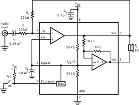 725-mW, mono, analog input, Class-AB audio amplifier