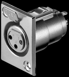 XLR panel socket, 3-pin, nickel-plated contacts