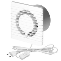 Wentylator łazienkowy 100mm, natynkowy - przewód z wyłącznikiem,BF-100/PS