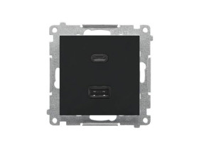 SIMON 55 Ładowarka USB typu C+A Quick Charge 5/9/12V 3.1 A 5V DC 230V czarny mat TEC2CA.01/149 KONTAKT SIMON