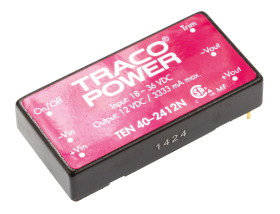 Przetwornica DC-DC, 40W, Uwe 18 → 36 V DC, Uwy 12V dc, Iwy 3.33A, TRACOPOWER