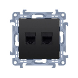 Simon 10 Gniazdo komputerowe podwójne RJ45 kategoria 6 (moduł) czarny mat C62.01/49
