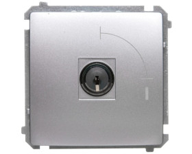 Simon Basic Łącznik jednobiegunowy z kluczem 2 pozycyjny 0-I 1Z srebrny mat BMW1K.01/43