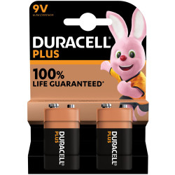Duracell Plus MN1604B2 PP3 9V Alkaline Batteries - Pack of 2