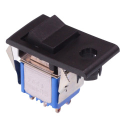 7646AB APEM Black On-On Snap-In Rocker Switch DPDT 4A 30VDC