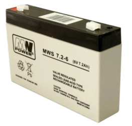 Akumulator VRLA AGM 6V 7.2Ah (żywotność 3-5lat) MWS 7,2-6