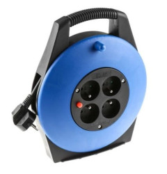 10m Przedłużacz bębnowy 10m 1 mm² 4 gniazda 10A 230 V AC CEE 7/7 niemieckie Schuko/francuskie Czarny PVC Typ E