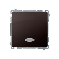 Simon Basic Przycisk pojedynczy zwierny bez piktogramu z podświetleniem czekoladowy BMP1L.01/47