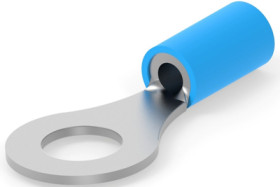 Insulated ring cable lug, 1.0-2.6 mm², AWG 16 to 14, 6.35 mm, M6, blue, 130126