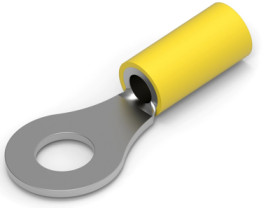 Insulated ring cable lug, 2.62-6.64 mm², AWG 12 to 10, 6.35 mm, M6, yellow, 34855