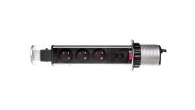 Gniazdo Meblowe Fi6cm, 3X250v Ac Wysuwane Z Blatu Z Ładowarką Usb, Blokadą I...