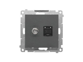 SIMON 55 Gniazdo antenowe typu „F” + RJ45 kat.6 grafitowy mat TASFRJ45.01/116 KONTAKT SIMON