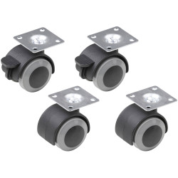Metafranc WU0804300 Twin Wheel Caster 40mm 20kg Capacity 4pieces