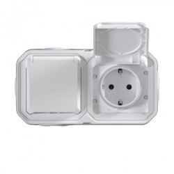 NOWE PLEXO 55 Gniazdo schuko 2x2P+Z poziome komplet natynkowy 16A - 250V AC białe 069772L