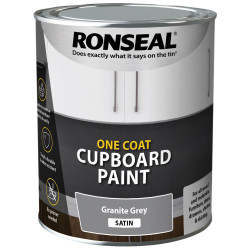 Ronseal 39371 One Coat Cupboard Paint Granite Grey Satin 750ml
