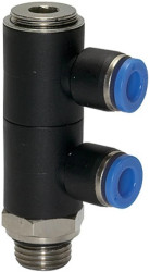 Złączka wtykowa podwójna typu banjo G 1/8 GZ do węża fi 10 mm, tworzywo sztuczne