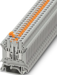 Knife disconnect terminal, screw connection, 0.2-6.0 mm², 2 pole, 16 A, 6 kV, gray, 3000563