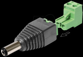 65422 DC 2.1 x 5.5 mm plug > 2-pin terminal block, 2-part