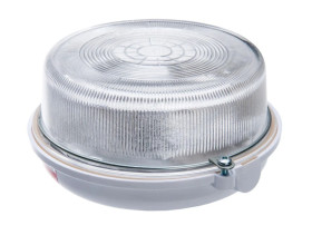 Oprawa SAUNA-7061NC, E27, 100W, biała-bakelit, klosz przeźroczysty-szkło, IP54 A2820