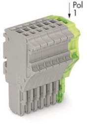 1-wire female connector, 8 pole, pitch 3.5 mm, straight, gray/green-yellow, 2020-108/000-036