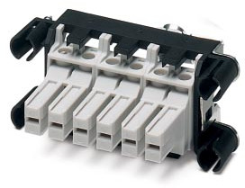 Socket contact insert, VC2, 6 pole, equipped, screw connection, with PE contact, 1607154