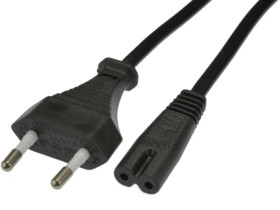 Kabel zasilający 230V 2,5A audio 1,8-2m czarny 63.3034