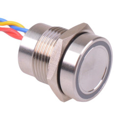 PBAR1AFB000A0S APEM Red LED 5VDC Momentary NO 16mm Piezo Switch Prewired IP68