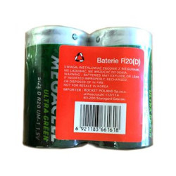 bateria cynkowo-węglowa Megacell ultra green R20/D (taca) - 2 sztuki