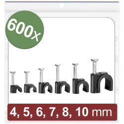 Quadrios 24CA437 Cable clips Black 600 pcs Bundle &#xD8; range 2 to 10 mm