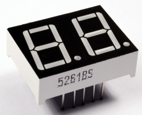 7-seg 0.56'' 2-Digit LED Display, Red, Common Cathode