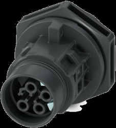 Panel socket, 4 pole, screw connection, Duo-Unlock lock, straight, 1308636