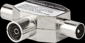 CSBW40950WT Satellite and aerial adapter, 2x coax plug > IEC socket