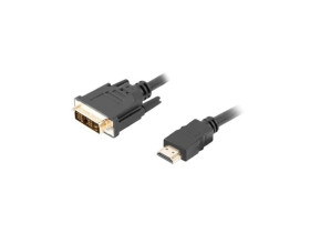 Kabel adapter HDMI - DVI-D(18+1) 3m czarny SINGLE LINK /pozłacane styki/ LANBERG