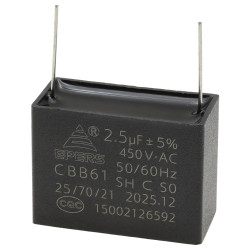 Kondensator rozruchowy do silnika 2.5uF 450VAC B class CBB61 do druku