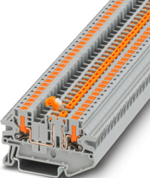 Knife disconnect terminal, push-in connection, 1.0-4.0 mm², 2 pole, 20 A, 6 kV, gray, 1079063