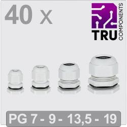 TRU COMPONENTS TC-13448356 Cable gland Polyamide Grey 40 pcs