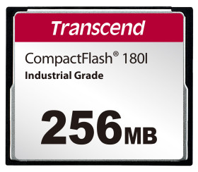 Karta pamięci flash CompactFlash, 256 MB, Transcend Tak CF180I SLC -25 → +85 (Extended Temp) °C, -40 →