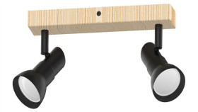Lampa Sufitowa Triest Kolor Czarny Mat/Drewno Metal, 2Xgu10 Ip20...