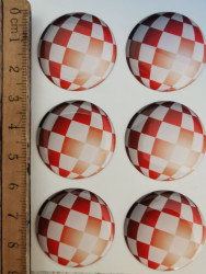 Round Red &amp;amp; White Checkered Dome Sticker 3x3cm
