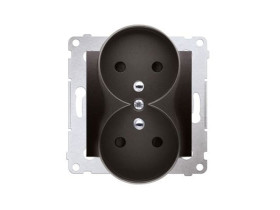 SIMON 54 Gniazdo podwójne z uziemieniem z przesłonami do ramek NATURE (moduł) zaciski śrubowe antracytowe DGZ2MZN.01/48 KONTAKT