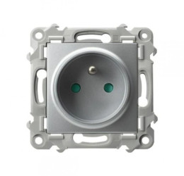SZAFIR Gniazdo pojedyncze z uziemieniem z przesłonami torów prądowych srebrny GP-1ZZP/m/18