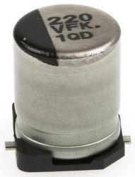 Aluminiowy kondensator elektrolityczny 220μF 35V dc SMD Panasonic roztaw: 3.1mm 8 (Dia.) x 10.2mm