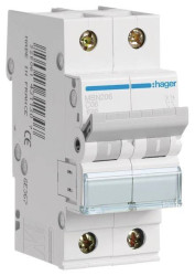 Wyłącznik automatyczny Hager MBN206, 2 styki, 400 V, 6 A