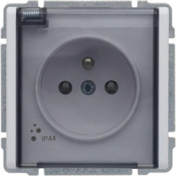 KOS 66 INWEST Gniazdo bryzgoszczelne poj z uziemieniem z przesłoną torów prądowych bez ramki 16A 250V klapka w kolorze osprzętu