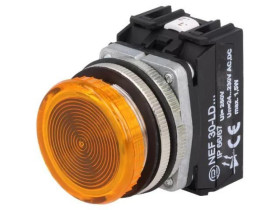 Lampka kontrolna, Podświetlenie: LED (żółty), 24÷230VAC 24÷230VDC, NEF30 NEF30-LDG 24-230V AC/DC