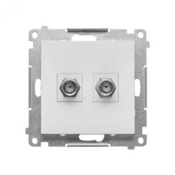 Simon 55 Gniazdo antenowe typu F” podwójne (moduł). Do instalacji indywidualnych. Jasnoszary mat TASF2.01/114