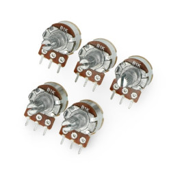 Potencjometr obrotowy 1kΩ liniowy 1/8W - 5 szt.